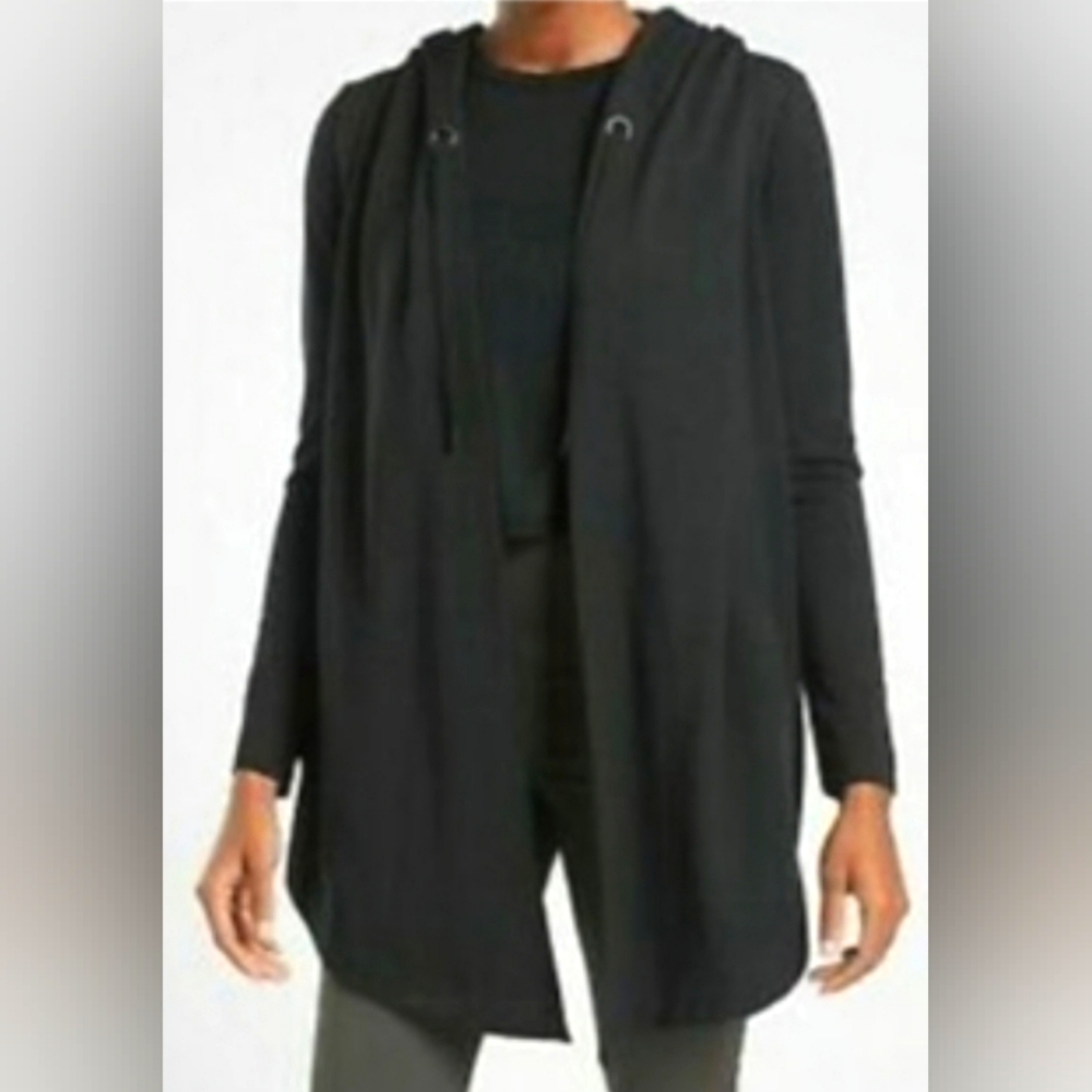 Athleta Black Vista Hooded Open Cardigan Sweatshirt, Size S